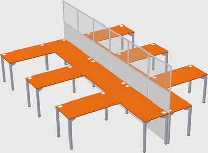 Shared l-shape cubicle