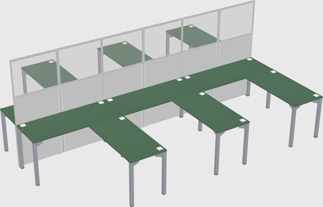 Shared l-shape cubicle