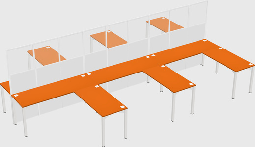Shared l-shape cubicle