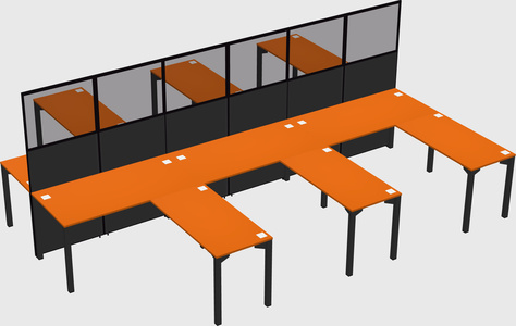 Shared l-shape cubicle