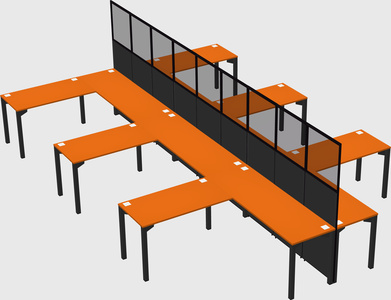 Shared l-shape cubicle