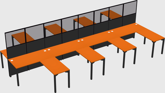 Shared l-shape cubicle
