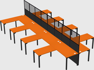 Shared l-shape cubicle