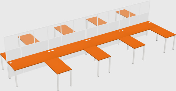 Shared l-shape cubicle