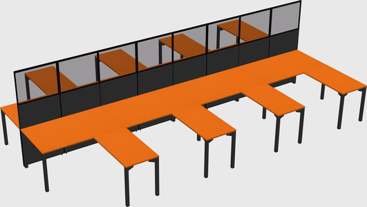 Shared l-shape cubicle