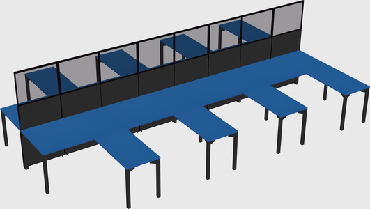 Shared l-shape cubicle