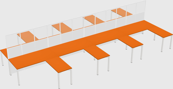 Shared l-shape cubicle