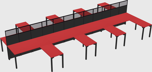 Shared l-shape cubicle