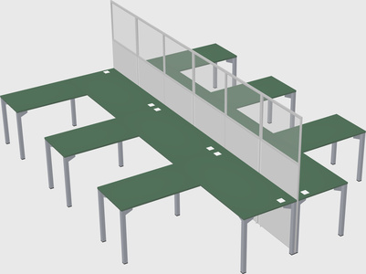 Shared l-shape cubicle