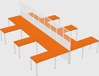 Shared l-shape cubicle