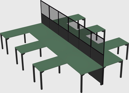 Shared l-shape cubicle