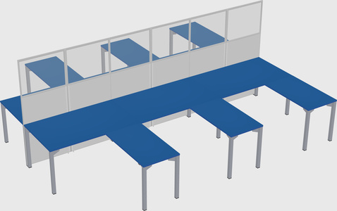 Shared l-shape cubicle