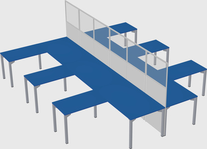 Shared l-shape cubicle