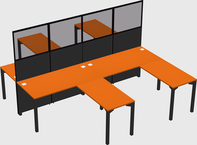 Shared l-shape cubicle
