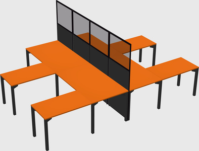 Shared l-shape cubicle