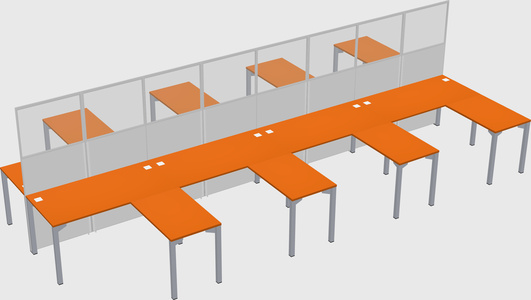 Shared l-shape cubicle