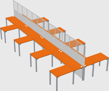 Shared l-shape cubicle