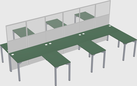 Shared l-shape cubicle
