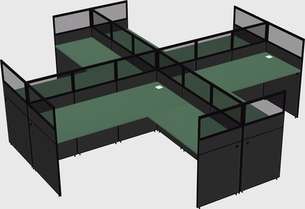 Shared l-shaped cubicles