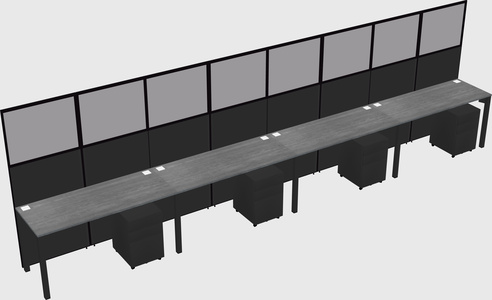 Shared rectangular cubicle