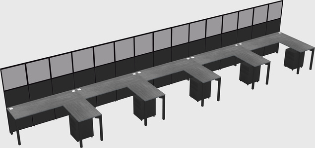 Shared l-shaped cubicle