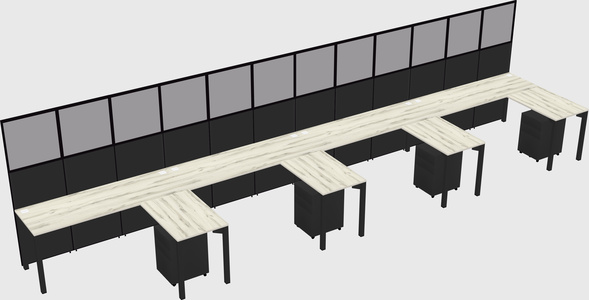 Shared l-shaped cubicle