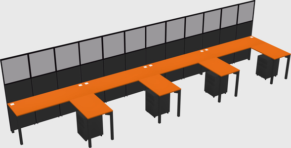 Shared l-shaped cubicle