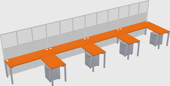 Shared l-shaped cubicle