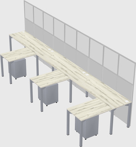 Shared l-shaped cubicle