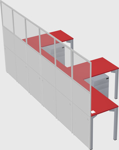 Shared l-shaped cubicle