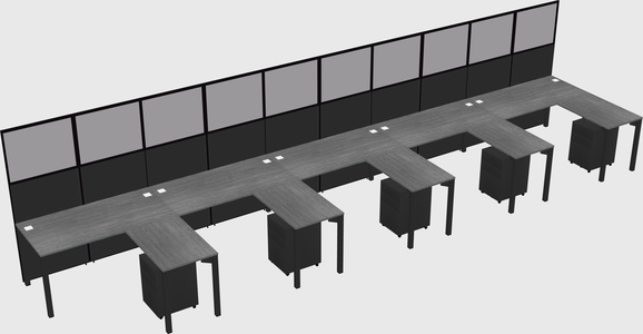 Shared l-shaped cubicle