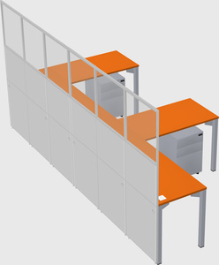 Shared l-shaped cubicle