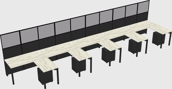 Shared l-shaped cubicle