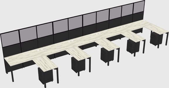 Shared l-shaped cubicle