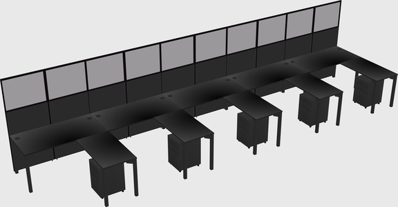 Shared l-shaped cubicle