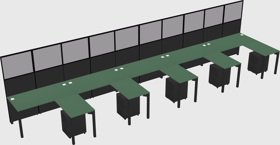 Shared l-shaped cubicle