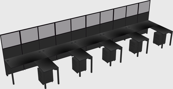 Shared l-shaped cubicle