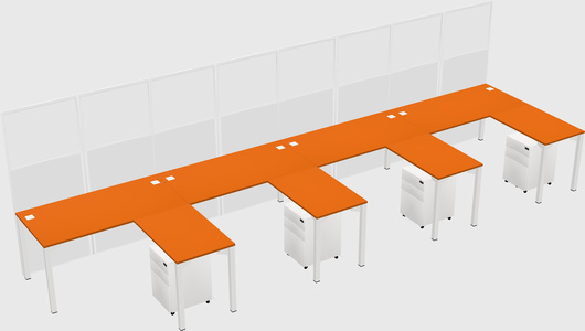 Shared l-shaped cubicle
