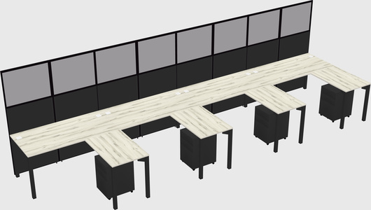 Shared l-shaped cubicle