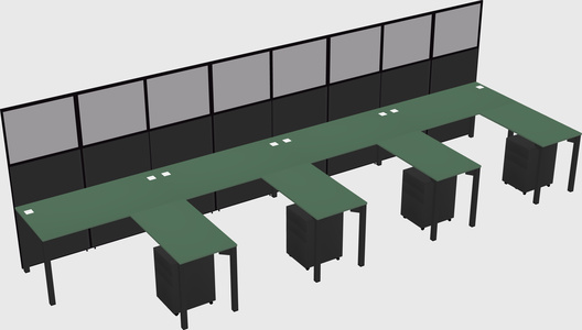 Shared l-shaped cubicle