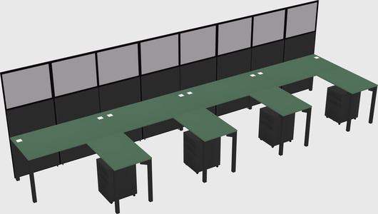 Shared l-shaped cubicle