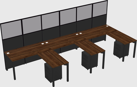 Shared l-shaped cubicle