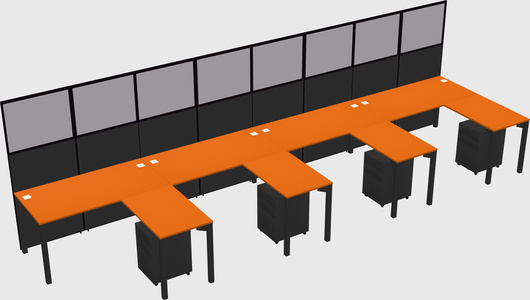 Shared l-shaped cubicle