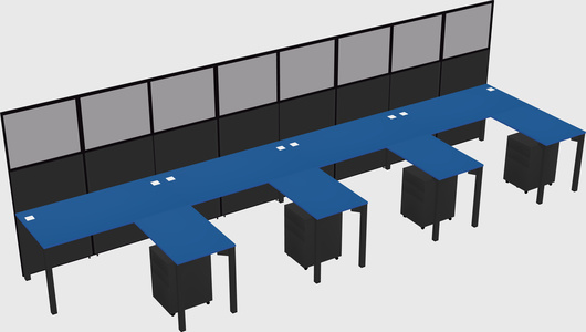 Shared l-shaped cubicle