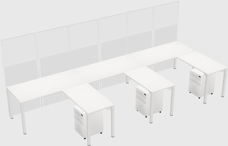 Shared l-shaped cubicle