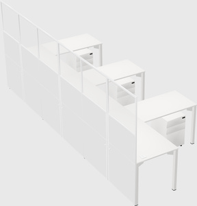 Shared l-shaped cubicle