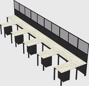 Shared l-shaped cubicle