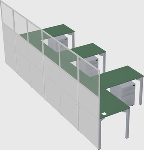 Shared l-shaped cubicle