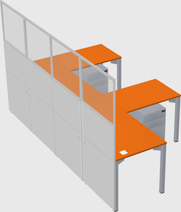 Shared l-shaped cubicle