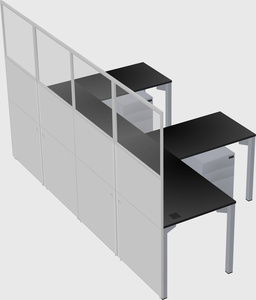 Shared l-shaped cubicle